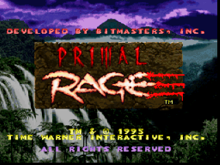 Primal Rage title screen for Super Nintendo